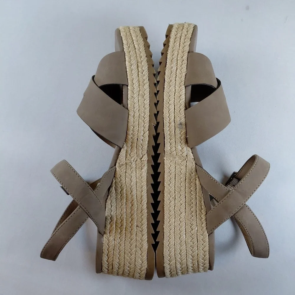 A.N.A Ana Eloise 8M Espadrille Wedge Sandals Ankle Strap Crossband Light Brown - Picture 4 of 11